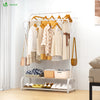 VOUNOT Clothes Rack with Shoe Shelves & Hooks Metal Wardrobe 110x35x146cm, White