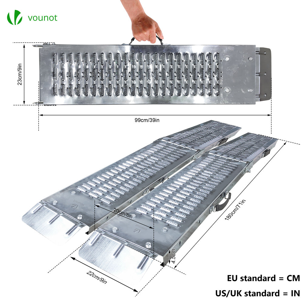 VOUNOT Set of 2 Folding Loading Ramps 180cm Heavy Duty 400 kg Max ...