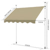 VOUNOT 2.5 x 1.2m Patio Telescopic Awning, Retractable Manual Awning, Adjustable Waterproof Canopy with Hand Crank, Balcony Sun Shade Shelter - Beige - VOUNOTUK