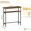 VOUNOT Narrow Console Table, 2-Tier Metal Frame Entryway Table 80x24x80cm, Brown