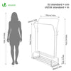 VOUNOT Clothes Rack with Shoe Shelves & Hooks Metal Wardrobe 110x35x146cm, White