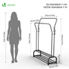 VOUNOT Clothes Rack with Shoe Shelves & Hooks Metal Wardrobe 110x35x146cm, Black