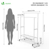 VOUNOT Double Clothes Rail with Wheels & Shelves Metal Rack 120x40x146cm, White