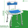 VOUNOT Adjustable Shower Stool w/Backrest Bath Seat Max Load 136 kg, Blue