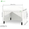 VOUNOT 3m x 3m Pop Up Gazebo with Sides & 4 Weight Bags & Carry Bag, White