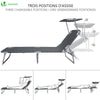 VOUNOT  Folding Sun Loungers Set of 2, Sunbed with Adjustable Backrest & Sunshade, Grey