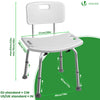 VOUNOT Adjustable Shower Stool w/Backrest Bath Seat Max Load 136 kg, White