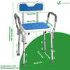 VOUNOT Adjustable Shower Stool w/Backrest & Armrests, Max Load 136 kg, Blue