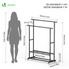 VOUNOT Double Clothes Rail with Wheels & Shelves Metal Rack 120x40x146cm, Black