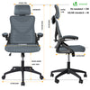 VOUNOT Ergonomic Office Desk Chair High Back  Executive Swivel Chair Grey - VOUNOTUK