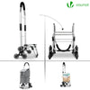 VOUNOT Folding Shopping Trolley on 6 Wheels, Aluminium Lightweight Shopping Cart, 45L Grey