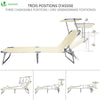 VOUNOT  Folding Sun Loungers Set of 2, Sunbed with Adjustable Backrest & Sunshade, Beige