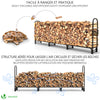 VOUNOT Firewood Log Rack with Cover, Metal Log Store Outdoor, 300 x 36 x 116 cm - VOUNOTUK