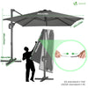 VOUNOT 3x3m Cantilever Parasol 360° Rotation & Tilt Garden Umbrella, Grey