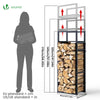 VOUNOT Firewood Log Rack with 3 Adjustable Levels 45x42x170cm, Black