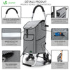 VOUNOT Folding Shopping Trolley, Aluminium Lightweight Shopping Cart 45L Grey - VOUNOTUK