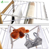 VOUNOT Large Clothes Airer Foldable 2-Level with Wings & Casters White&Wood Look - VOUNOTUK