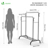 VOUNOT Double Clothes Rack with Shoe Shelves & 4 Hooks 110x58x150cm, Black