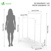 VOUNOT Double Clothes Rack with Shoe Shelves & 4 Hooks 110x58x150cm, White