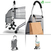 VOUNOT Folding Shopping Trolley, Aluminium Lightweight Shopping Cart 45L Grey - VOUNOTUK