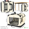 VOUNOT Pet Carrier Bag Portable Foldable Dog Cat Travel Carrier Bag, 3 Entry Doors, Breathable Mesh and Padded Handles, XL Beige - VOUNOTUK