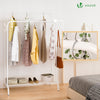 VOUNOT Double Clothes Rack with Shoe Shelves & 4 Hooks 110x58x150cm, White