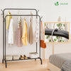 VOUNOT Double Clothes Rack with Shoe Shelves & 4 Hooks 110x58x150cm, Black