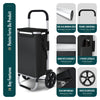 VOUNOT Folding Shopping Trolley with Cool Bag, 2 Mudguard wheels 57L Black