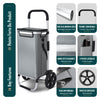 VOUNOT Folding Shopping Trolley with Cool Bag, 2 Mudguard wheels 57L Grey