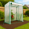 VOUNOT Garden Greenhouse w/Roll-Up Door, 135g/m² PE Cover, 200x77x170cm, White