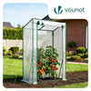 VOUNOT Garden Greenhouse w/Roll-Up Door, 135g/m² PE Cover, 100x50x150cm, White