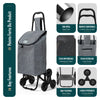 VOUNOT 6 Wheels Stair Climbing Shopping Trolley, 32L Oxford Grey