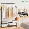 VOUNOT Clothes Rack with Shoe Shelves & Hooks Metal Wardrobe 110x35x146cm, Black