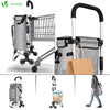 VOUNOT Folding Shopping Trolley, Aluminium Lightweight Shopping Cart 50L Grey