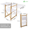 VOUNOT Large Clothes Airer Foldable 2-Level with Wings & Casters White&Wood Look