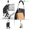 VOUNOT Folding Shopping Trolley, Aluminium Lightweight Shopping Cart 45L Black - VOUNOTUK