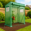 VOUNOT Garden Greenhouse w/Roll-Up Door, 135g/m² PE Cover, 200x77x170cm, Green
