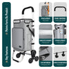 VOUNOT Folding Shopping Trolley, Aluminium Lightweight Shopping Cart 60L Grey