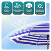 VOUNOT 2m Tilting Garden Parasol UV50+ with Ground Anchor, Blue Stripe