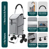 VOUNOT Folding Shopping Trolley, Aluminium Lightweight Shopping Cart 58L Grey