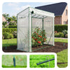 VOUNOT Garden Greenhouse w/Roll-Up Door, 135g/m² PE Cover, 200x77x170cm, White