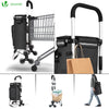 VOUNOT Folding Shopping Trolley, Aluminium Lightweight Shopping Cart 50L Black - VOUNOTUK