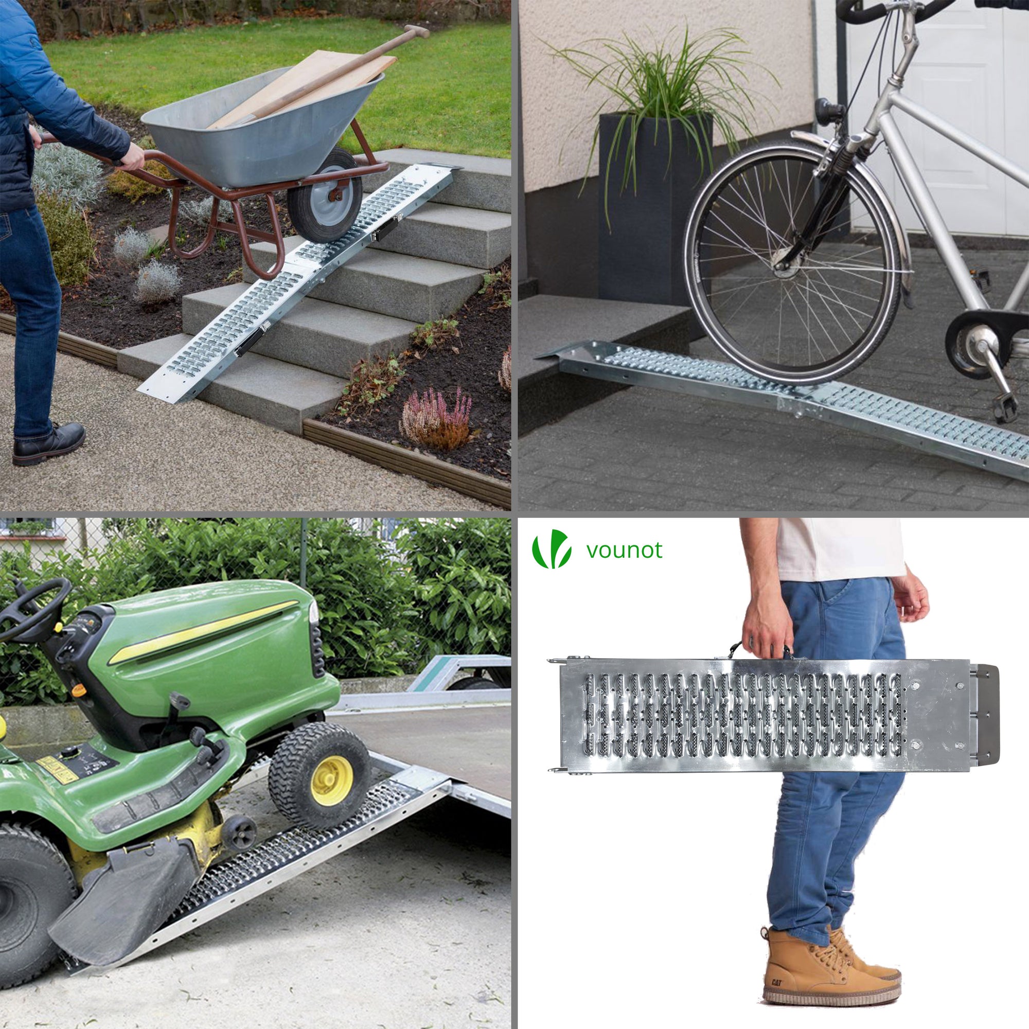 VOUNOT Set of 2 Folding Loading Ramps 180cm Heavy Duty 400 kg Max Load