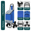 VOUNOT 6 Wheels Stair Climbing Shopping Trolley, 32L Blue