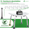 VOUNOT Adjustable Shower Stool, Bath Seat w/Non-Slip Feet Max Load 136 kg, White