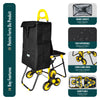 VOUNOT 6 Wheels Stair Climbing Shopping Trolley, with Seat and 35L Insulated Bag
