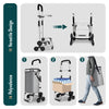 VOUNOT Folding Shopping Trolley on 6 Wheels, Aluminium Lightweight Shopping Cart with Insulated Cooling Bag, 58L Grey