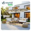VOUNOT Double Garden Parasol with Hand Crank with Cover, 4.6m Beige