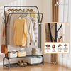 VOUNOT Clothes Rack with Shoe Shelves & Hooks Metal Wardrobe 110x35x146cm, Black