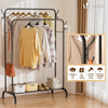 VOUNOT Double Clothes Rack with Shoe Shelves & 4 Hooks 110x58x150cm, Black